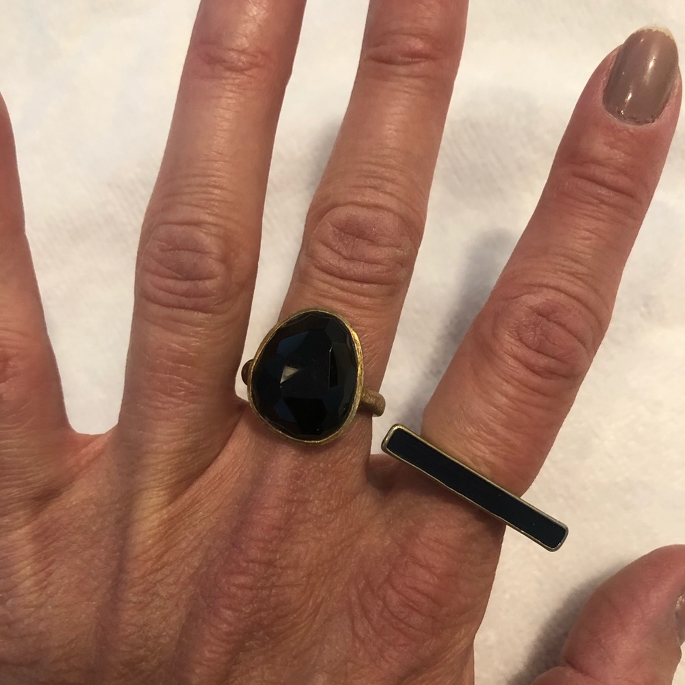 Black and gold statement rings